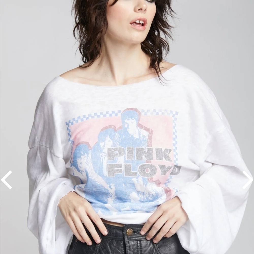 NWOT $45 Recycled Karma Pink Floyd Graphic White Sweatshirt Size Medium - Picture 3 of 6